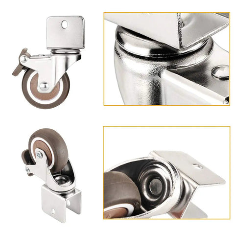 Heavy Duty Furniture Caster Wheels Set Of 4 With Brake And U Bracket Glide Smooth On Any Floor Silent Tpe Rubber Swivel Castors Built Tough For Everyday Loads Double Bearing Total Game Changer Move Day