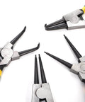 4 Piece Snap Ring Pliers Set, 7 Inch Beast Heavy Duty Internal External Circlip Pliers Kit with straight and bent jaws, close-up view