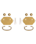 Prosperity Solid Brass Drawer Pulls Set Of 2, 2.7-Inch Cabinet Handles With Warm Patina Finish, parts laid out for assembly