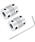 Two Pack 5mm To 8mm Aluminum Shaft Coupling Flexible Beams 25mm Long 19mm OD For Motors Encoders 3D Printers CNC Machines DIY Bots