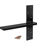 2 Pack Heavy Duty Floating Shelf Brackets For Granite Countertops, Hidden Knee Wall Mount Supports, 12 inch black steel bracket