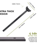 Diagram showing dimensions of 24 Inch Black T Strap Gate Hinges Set - Heavy Duty 2 Pack With 14 Mounting Screws, 4mm Thick Iron