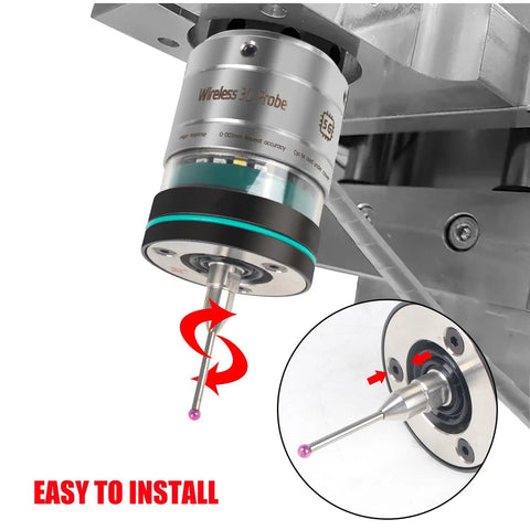 Rock Solid High Precision 3D Trigger Edge Finder CNC Touch Probe with Ruby Stylus for easy installation on machines.