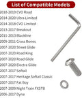 List of compatible models for Heavy Duty Titanium Derby Cover Screw Bolt Kit For Street Glide Dyna Softail Ultra Limited And Breakout With Sleek Black Finish For A Totally Badass Smooth Ride Upgrade
