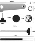 Two Pack Miter Saw Hold Down Clamps Lock Down Dead Nuts Secure Grip And Zero Slip Stability For Rock Solid Woodworking Builds And Flawless Precision Cutting showing parts with dimensions including a silver handle and black knobs.
