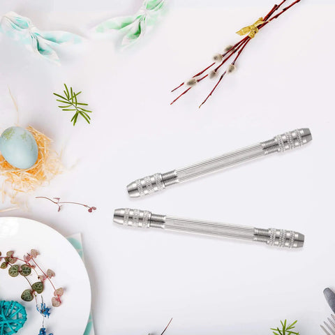 Kick Up Your Craft Game With These Double End Pin Vises And Copper Collets Compact Hand Drill Wire Twisting Tool with silver finish.