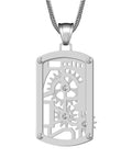 Steampunk Gear Dog Tag Necklace With Rotating Mechanical Pendant In Stainless Steel on adjustable snake chain