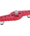 Premium Aluminum Self Centering Dowel Jig Kit Featuring Stainless Guiding Rings with red aluminum locator frame.