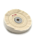 5 Inch 50-Ply Cotton Polishing Wheel With 10mm Arbor Bench Grinder Buffer showing round multi-layered cotton for metal and wood finishing.