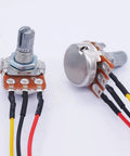Three Pack 10K Ohm Linear Taper Rotary Potentiometers With Top Adjustment And XH2.54 Connector 3 Pin Knurled 6mm Shaft Black Knob Cap