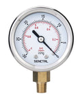 Go-To 30 InHg Vacuum Pressure Gauge With 2 Inch Dial, Lower Mount One Eighth NPT, Waterproof Stainless Steel Case