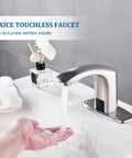 Sensor Automatic Touchless Bathroom Sink Faucet With Hot And Cold Mixer Hands Free Water Flow Saves Water Brushed Nickel Finish