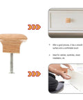 10 Piece Wooden Dresser And Cabinet Pulls Set For Closet And Drawer Handles Square Solid Wood Knobs Bamboo Vintage Style Furniture Hardware Durable And Easy To Install, showing a side view of a single knob with installation images.