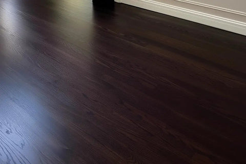 Top Shelf Mahogany Interior Wood Stain Featuring A Tannin Reactive Water Based Formula With Zero VOCs on polished hardwood floor