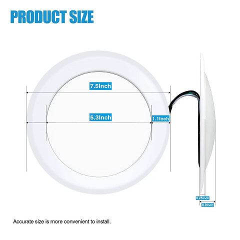 Dimensions of 6-Inch Dimmable LED Flush Mount Disc Lights With 1000 Lumens Dope Brightness, 5000K Daylight, 16.5W