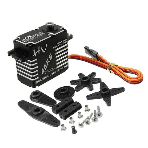 Beefy Torque Digital Brushless Servo, 46Kg, 180 Degree Motion, Waterproof, Full CNC Aluminum Shell with steel gears and accessories.