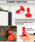 Beefy Heavy Duty Tent Poles for Tarp 90 Inch Set with red lightning protection cap and silicone cover