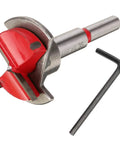 Straight Shooter 35Mm Forstner Bit Heavy Duty Hinge Hole Saw Tungsten Carbide Woodworking Drill Tool with hex shank and red cutter.