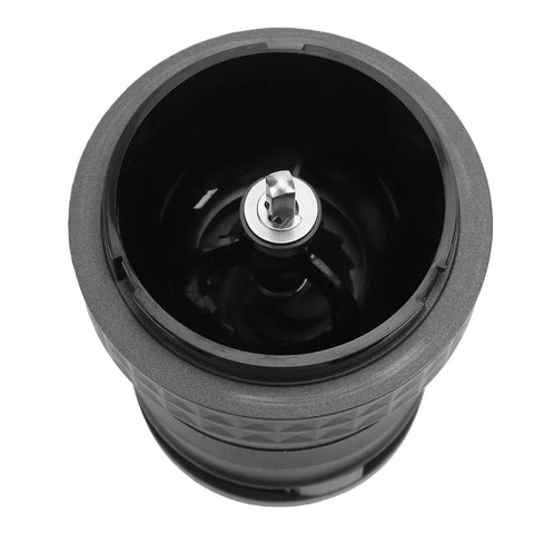 Detail view of Portable All In One Coffee Grinder with precision blade inside, ideal for travel and office use.