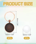 25 Millimeter Glass Cabochon Keychain Making Kit With 20 Pcs Pendant Setting Trays Blank Bases For Key Ring Crafting Photo Resin Jewelry Supplies Red Copper Finish Cool DIY Gift For Personalizing Bags And Accessories showing product size details.