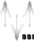 3-Piece Long Tail Heavy-Duty Spider Sinker Weights For Saltwater Surf Casting And Catfish Fishing, shown with four-leg design.