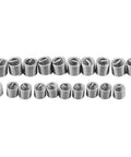 Stainless Steel Wire Thread Insert Kit, 60 Pcs, Metric M8 M10 Thread Repair Inserts arranged in rows on white background