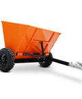 Beefy 71 Gallon Tow Behind Sand And Gravel Spreader For ATV And UTV, angled view, steel hopper with wheel and hitch details.