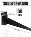 12 Inch Slatwall Shelf Brackets With Lip, Heavy Duty Metal Slat Wall Brackets, Bulk Pack Of 30, black finish, size details