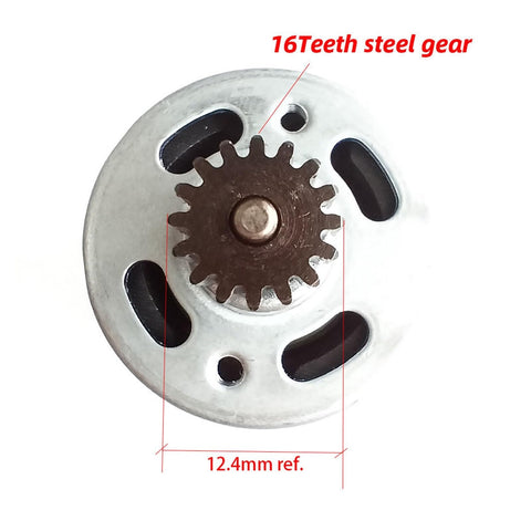 18V DC Motor With 16 Teeth Gear For Matrix Drill Compatibility showing 16-tooth steel gear and size details