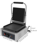 Heavy Duty Electric Panini Press Grill With 1800W Dual Heating Plates For Perfectly Grilled Steaks Hamburgers And Crispy Toasted Sandwiches featuring stainless steel construction.