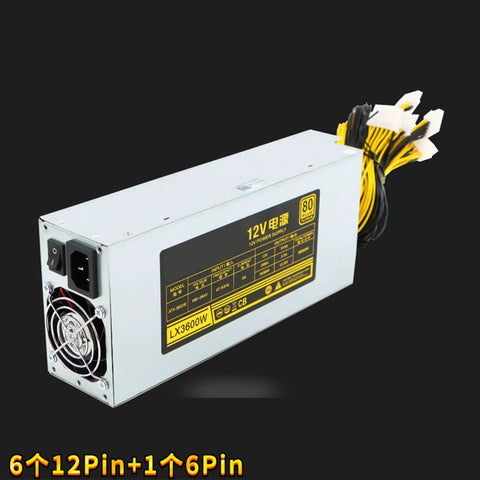 Heavy Duty 3600W Mining Power Supply For Multi GPU Rigs And Industrial Miners 180 To 265V Switching PSU With Metal Housing Quiet Operation Built Tough For Stable Power And Safety, metal PSU with fan and cables