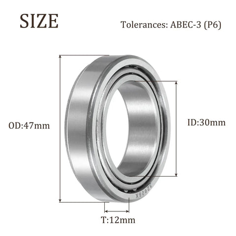 Heavy Duty Tapered Roller Bearing Cone And Cup Set 30 mm Bore 47 mm Outer Diameter 12 mm Thick Chrome Steel ABEC 3 Built For Rugged Industrial And Auto Use