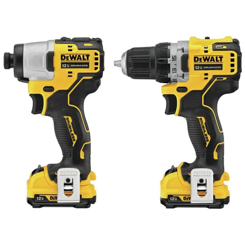 Xtreme 12V Max Brushless Drill And Impact Driver Combo Kit with Three Eighth Inch Ratcheting Chuck, ultra-compact design