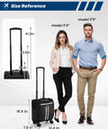 16 Inch Underseat Carry On Luggage With Spinner Wheels Water Resistant PVC Softside Travel Bag size reference with models