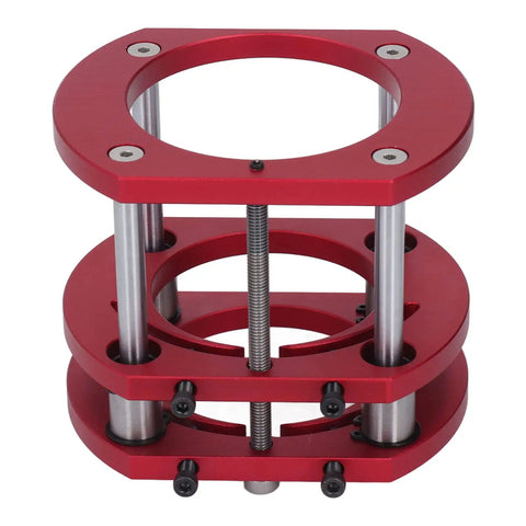 Ultimate Router Lift Base Kit With Crank Handle Built From Aluminum Alloy And Stainless Steel 4 Jaw Clamping Router Table Insert Base Plate Lifting System For Small Trim Routers Easy Height Adjustment Red, red aluminum router lift base with stainless steel rods