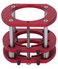 Heavy Duty Router Table Lift System Fits 64 66 Mm Motors, red aluminum lifting mechanism with adjustable clamps for woodworking.