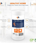 Premium 5 Micron CTO Carbon Block Whole House Water Filter Cartridge 10x4.5 Replacement For FXHTC CBB10 8 Pack Removes Chlorine Odors And Harmful Chemicals With Coconut Shell Activated Carbon displayed in kitchen.