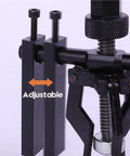 Close-up of Three Jaw Inner Pilot Bearing Puller Beefy Heavy Duty Auto Bushing Carbon Steel Gear Extractor showing adjustable claws.