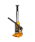 Front view of Beefy 6 Ton Hydraulic Bottle Jack With Locking Knurled Handle And Big Grip Saddle For Maximum Stability Built In Handle Slots