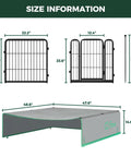 Size information for Super Sturdy Dog Playpen With Sun Shade Standing 24 Inches High with dimensions for panels and cover.