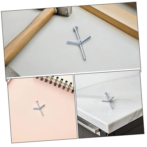 Heavy Duty Wall Anchoring Kit With Toggle Bolts And Wing Nuts For Secure Drywall Mounts And Screws For Heavy Items In Home Renovation Projects For Diy Enthusiasts And Pros, shown on drywall and countertop