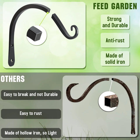 Hella Sturdy Heavy Duty Plant Hangers Double Pack Eight Inch Steel Wall Brackets Built Tough Holds Up To Forty Four Pounds Rock Solid For Hanging Baskets Bird Feeders Lanterns Black