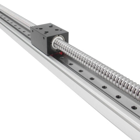Close-up of 600mm Travel Linear Stage Actuator with SFU1605 ballscrew and square rails for CNC projects