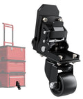 Steel Construction Front Wheels for Packout Caster Kit Fit for Rolling Toolbox, 200 Lbs Capacity in black, foldable design.