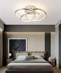 Silver LED Ceiling Light Flush Mount With Dimmable 3000K To 6000K Range Modern Close To Ceiling Fixture in stylish bedroom setting