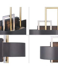 Adagio Collection 2 Light Black Modern Wall Light With Geometric Interlocking Elements For Hallway Foyer Living Room And Bedroom details