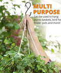 Hand holding Eight Pack Three Point Five Inch Heavy Duty S Hooks With Safety Buckle Rust Proof Coated Metal Hanging Hooks for indoor plants