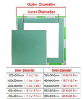 Dimensions of Slick Build Invisible Access Panel For Drywall Ceilings featuring sizes and diameters for easy installation.