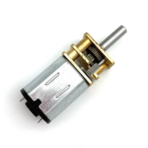 Rock Solid DC 12V Micro Speed Gear Motor With N20 Mini Metal Electric Reducer top view showing metal housing and gear mechanism.