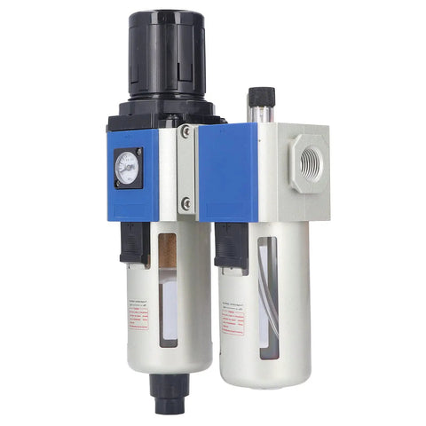 3 In 1 Pneumatic Air Filter Regulator Lubricator Combo With Water Oil Trap Separator GFC40010 Model side angle view